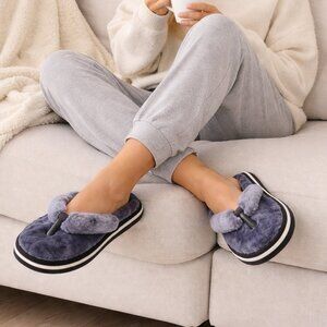 Sale Yug Fuzzy Plush Flip Flop Slippers Cozy Soft Indoor Comfort Sandals Grey 7